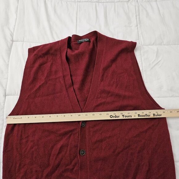 Kallspin Vest Mens XL Tall XLT Red Wool V Neck Sweater Academia Button Front - Picture 7 of 8